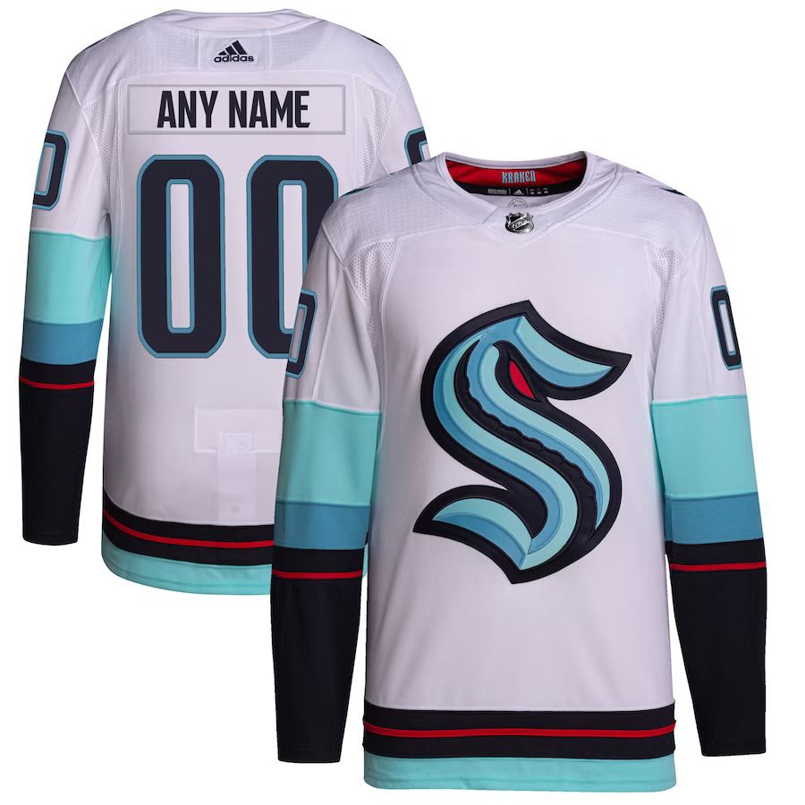 Men Seattle Kraken adidas White Away Primegreen Authentic Custom NHL Jersey->customized nhl jersey->Custom Jersey